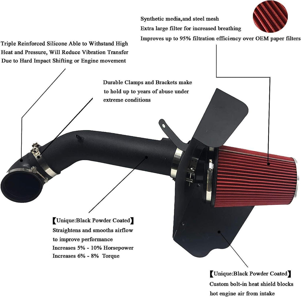 Cold Air Intake System Heat Shield For 2009-2013 Chevy GMC V8 4.8L 5.3L 6.0L Red