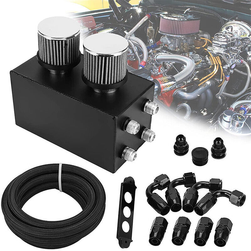 4 Port Oil Catch Can Breather with Hose Kit 10AN for Honda Acura Turbo Universal