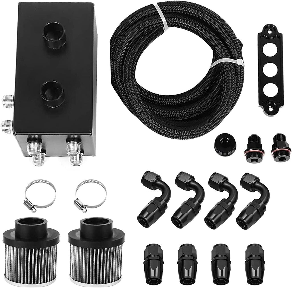 4 Port Oil Catch Can Breather with Hose Kit 10AN for Honda Acura Turbo Universal