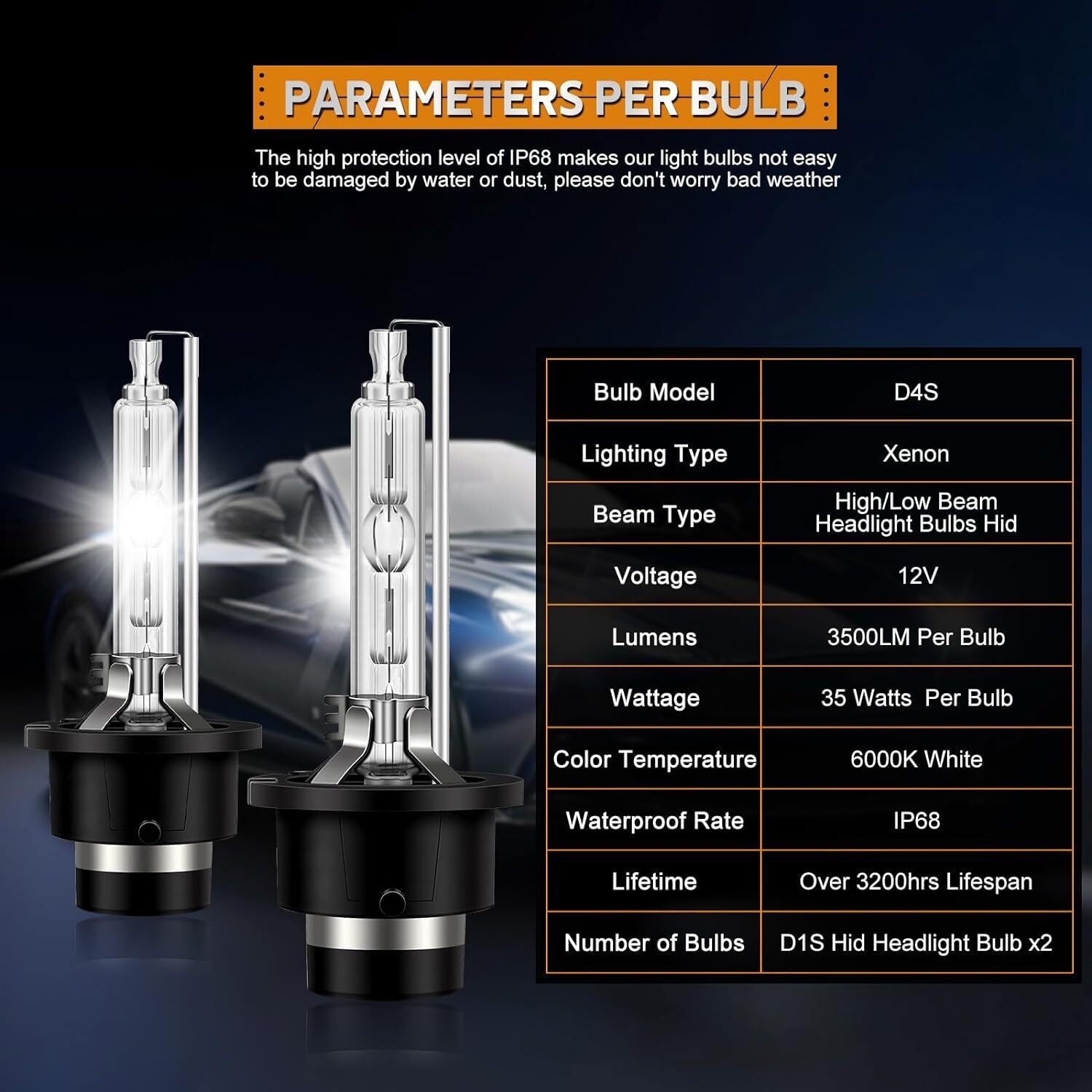 2x New D4S Xenon HID Headlight Bulbs 6000K For Lexus Toyota 42402 66440 set