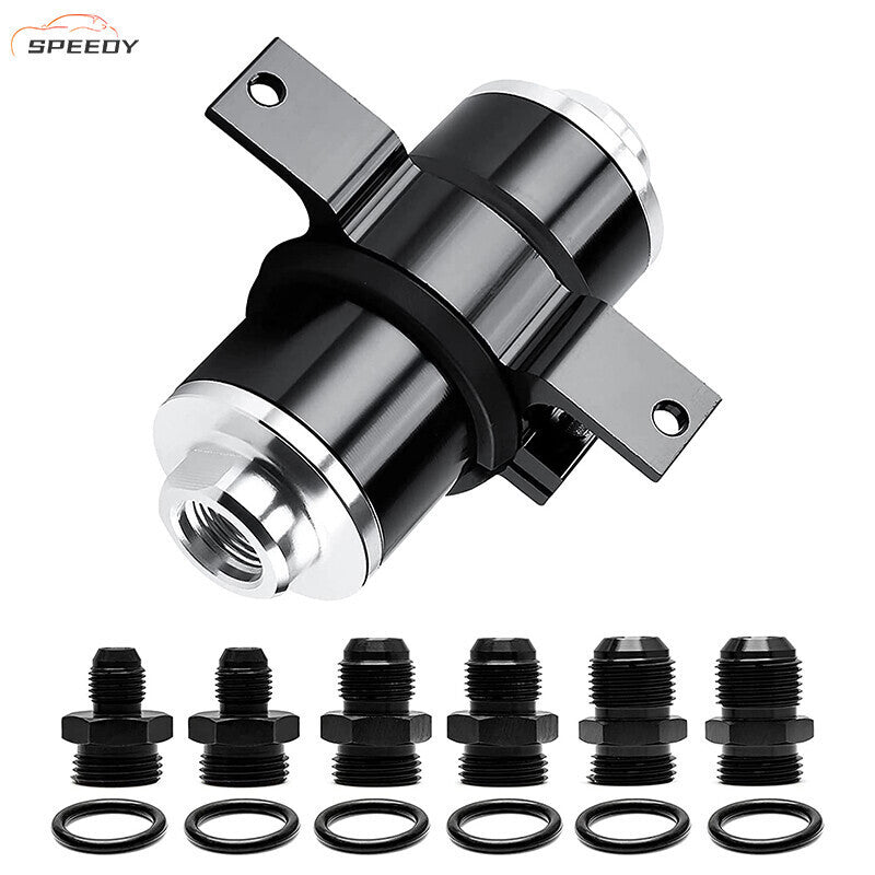 100 Micron Inline Fuel Filter w/ 6AN 8AN 10AN Fitting E85 Adapter Fuel Filter
