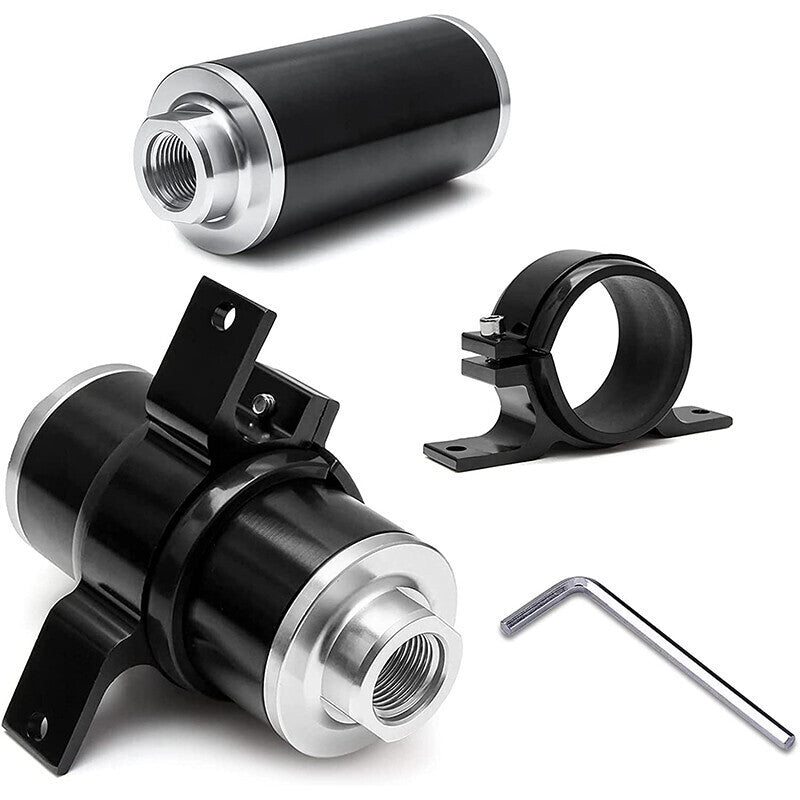 100 Micron Inline Fuel Filter w/ 6AN 8AN 10AN Fitting E85 Adapter Fuel Filter