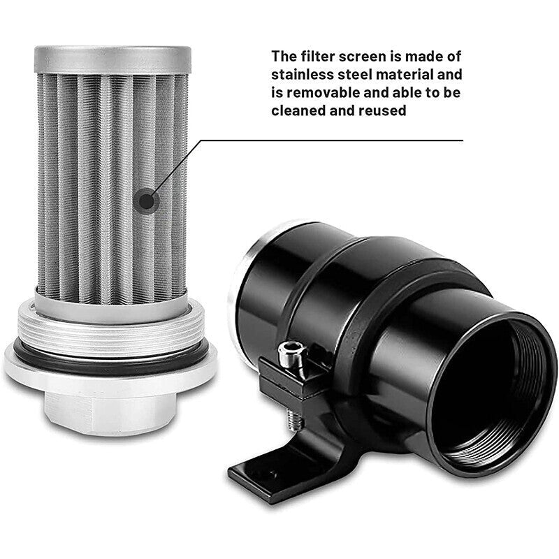 100 Micron Inline Fuel Filter w/ 6AN 8AN 10AN Fitting E85 Adapter Fuel Filter
