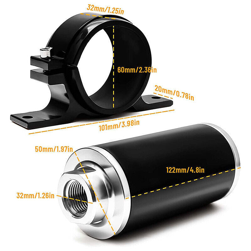100 Micron Inline Fuel Filter w/ 6AN 8AN 10AN Fitting E85 Adapter Fuel Filter