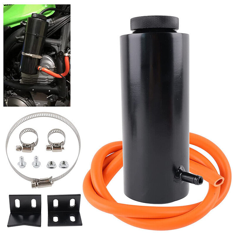 Auto Universal Radiator Coolant Catch Tank Overflow Reservoir Black Aluminum NEW