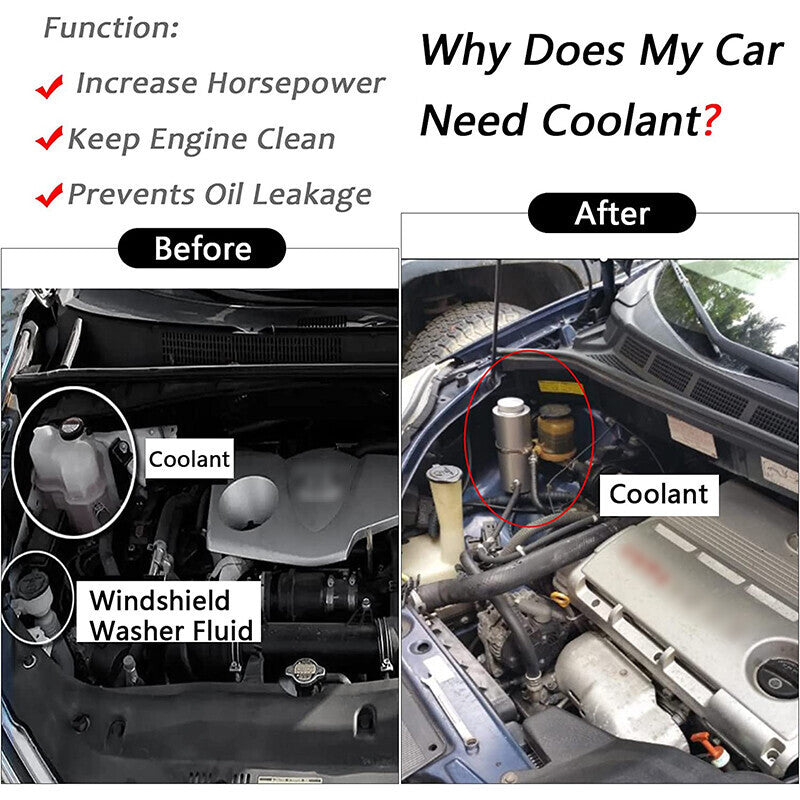 Auto Universal Radiator Coolant Catch Tank Overflow Reservoir Black Aluminum NEW
