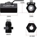 AN10 10AN Male Aluminum Inline Fuel Shut Off Valve w/ Cable Lever Black