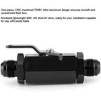 AN10 10AN Male Aluminum Inline Fuel Shut Off Valve w/ Cable Lever Black