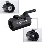 AN10 10AN Male Aluminum Inline Fuel Shut Off Valve w/ Cable Lever Black