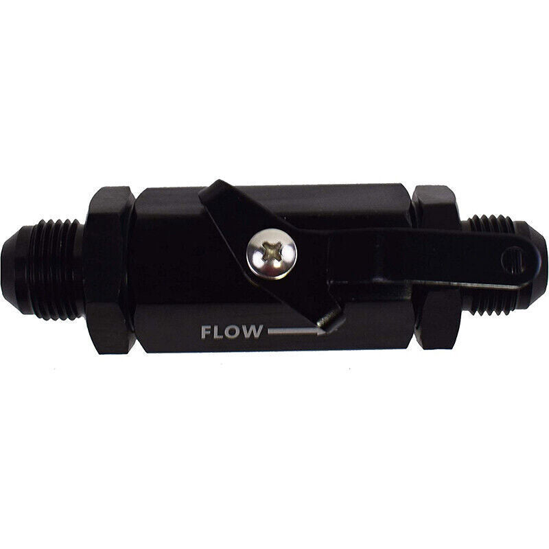AN10 10AN Male Aluminum Inline Fuel Shut Off Valve w/ Cable Lever Black