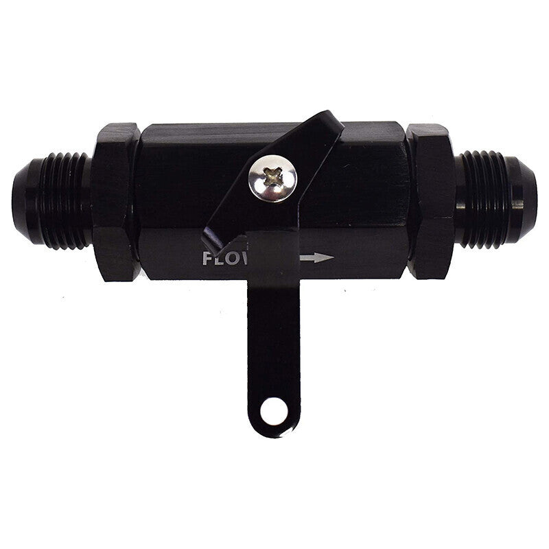 AN10 10AN Male Aluminum Inline Fuel Shut Off Valve w/ Cable Lever Black