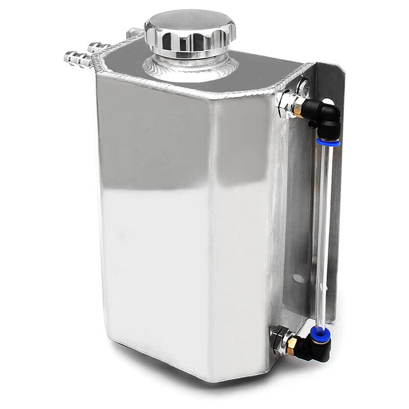 Universal 2L Aluminum Coolant Radiator Overflow Reservoir Expansion Tank NEW
