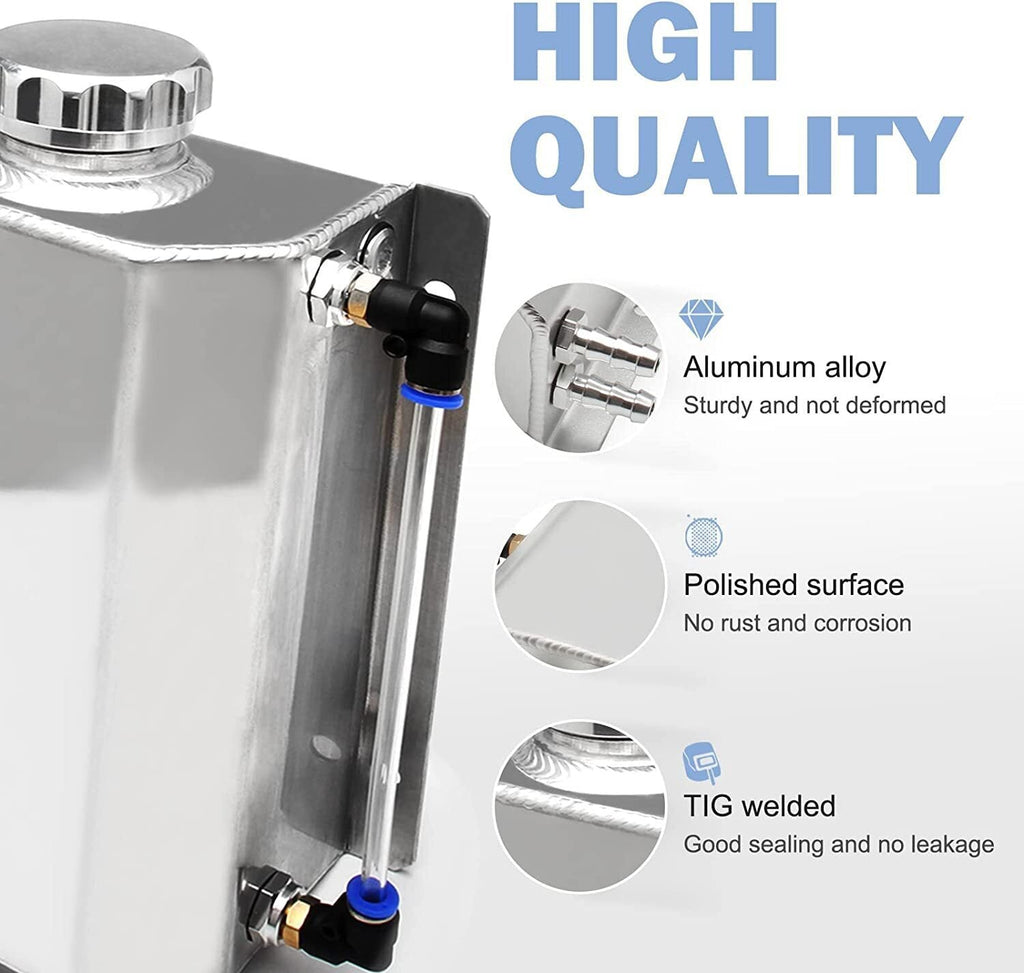 Universal 2L Aluminum Coolant Radiator Overflow Reservoir Expansion Tank NEW