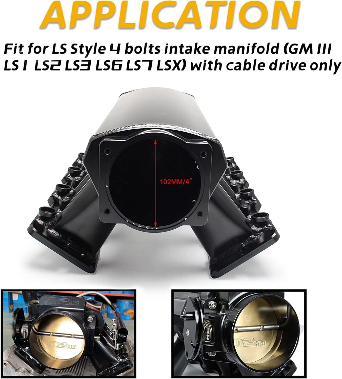 102mm Throttle Body + TPS IAC + Intake Manifold Cable Bracket for GM LS1 LS2 LS6