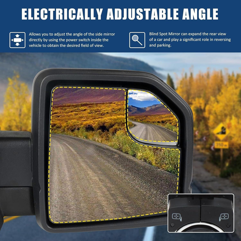 Passenger Right Side Door Mirror Power + Lamp 8 Pins For 15-20 Ford F-150