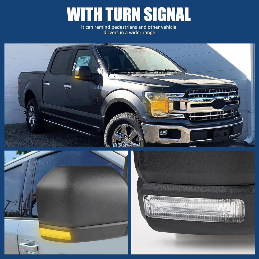 Passenger Right Side Door Mirror Power + Lamp 8 Pins For 15-20 Ford F-150