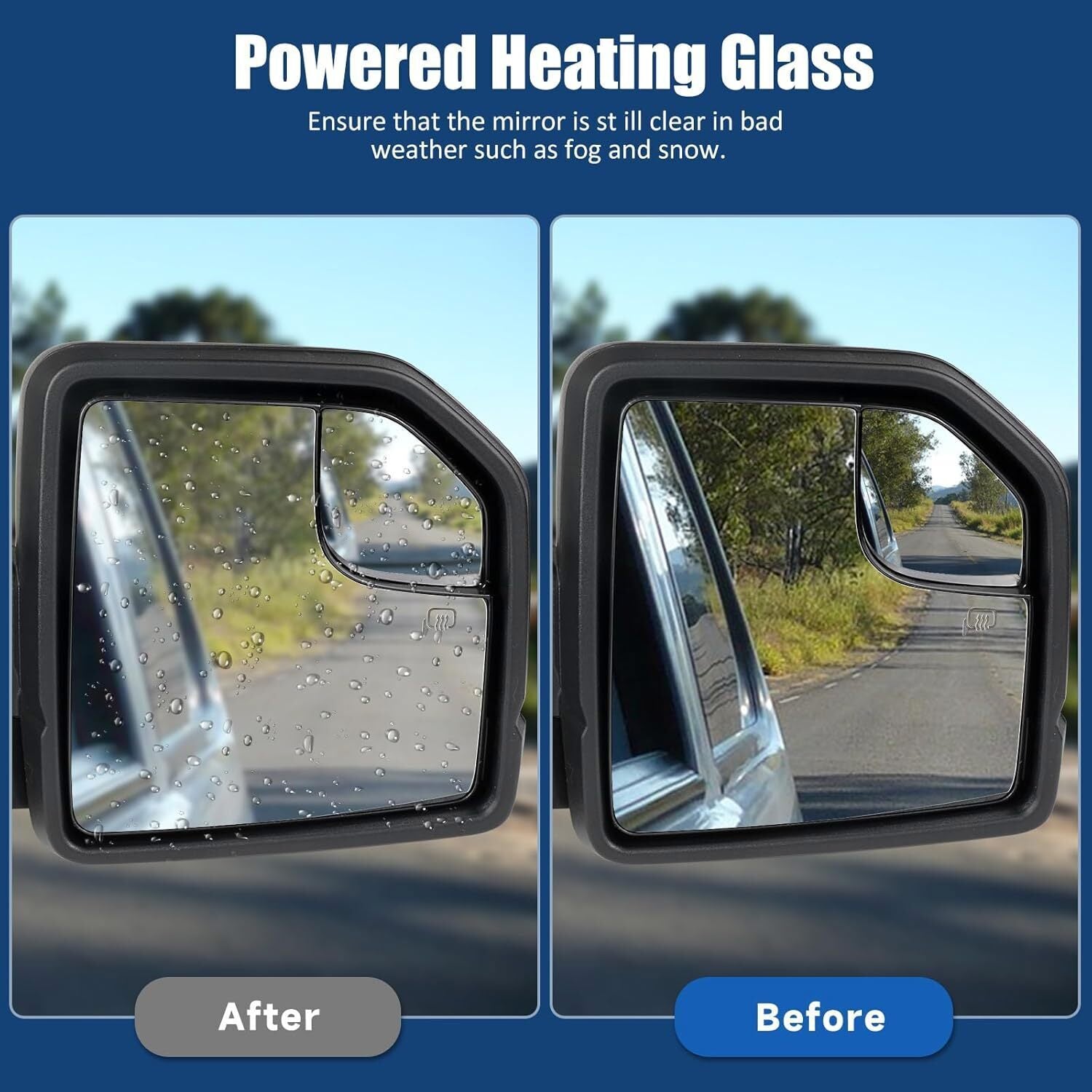Passenger Right Side Door Mirror Power + Lamp 8 Pins For 15-20 Ford F-150