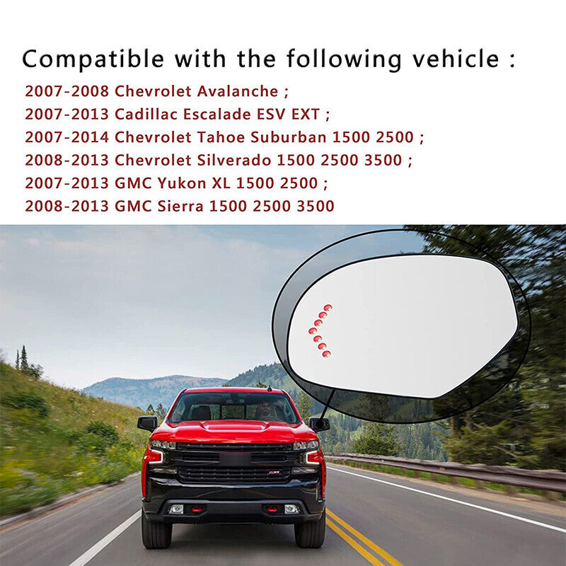 For 07-13 Cadillac Chevrolet Tahoe GMC Yukon Mirror Glass Heated Signal Driver S