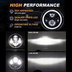 Pair 7" Inch Round LED Headlights Halo Angel Eyes For Jeep Wrangler JK LJ TJ CJ
