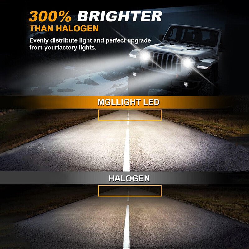 Pair 7" Inch Round LED Headlights Halo Angel Eyes For Jeep Wrangler JK LJ TJ CJ