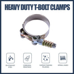 New 3.5" T-Bolt Clamp Stainless Steel Turbo 95mm-103mm Silicone Hose Clamp 10PCS