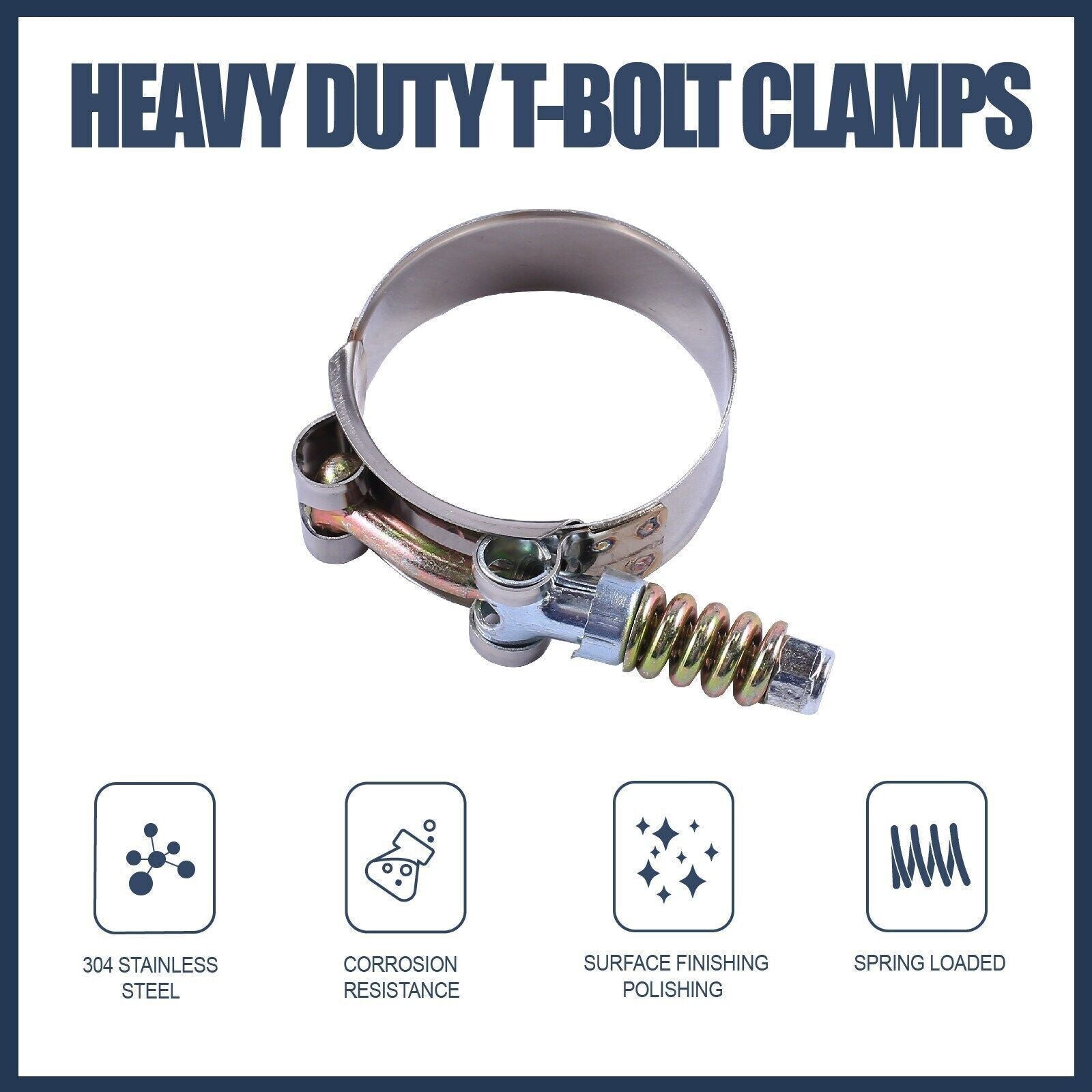 New 3.5" T-Bolt Clamp Stainless Steel Turbo 95mm-103mm Silicone Hose Clamp 10PCS