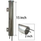 2" x 15" Polished STAINLESS Steel Radiator Overflow Tank Universal