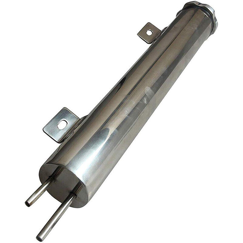 2" x 15" Polished STAINLESS Steel Radiator Overflow Tank Universal
