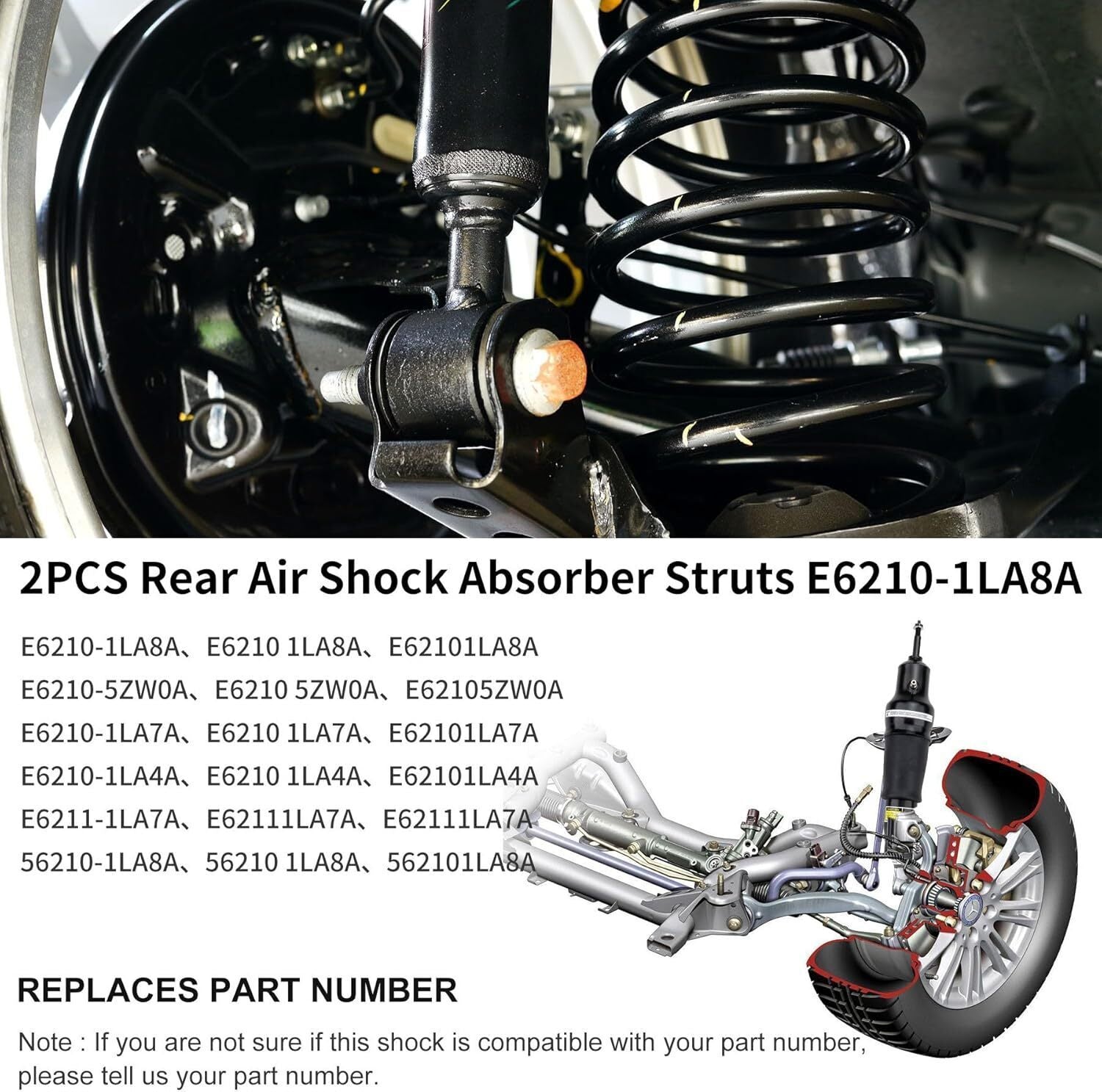 2X For Rear Air Suspension Shock Strut Fit Infiniti QX56 QX80 Armada 2011-21