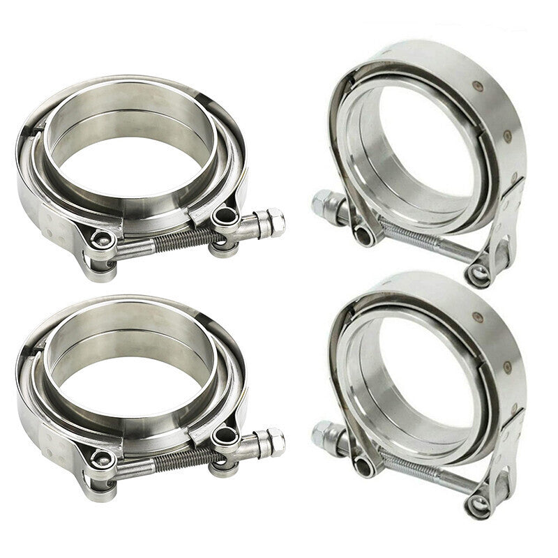 4X 4'' Inch Mild Steel V-Band Clamp Flange Kit Male/Female For Turbo Exhaust
