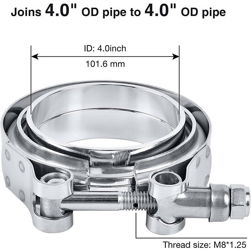 4X 4'' Inch Mild Steel V-Band Clamp Flange Kit Male/Female For Turbo Exhaust