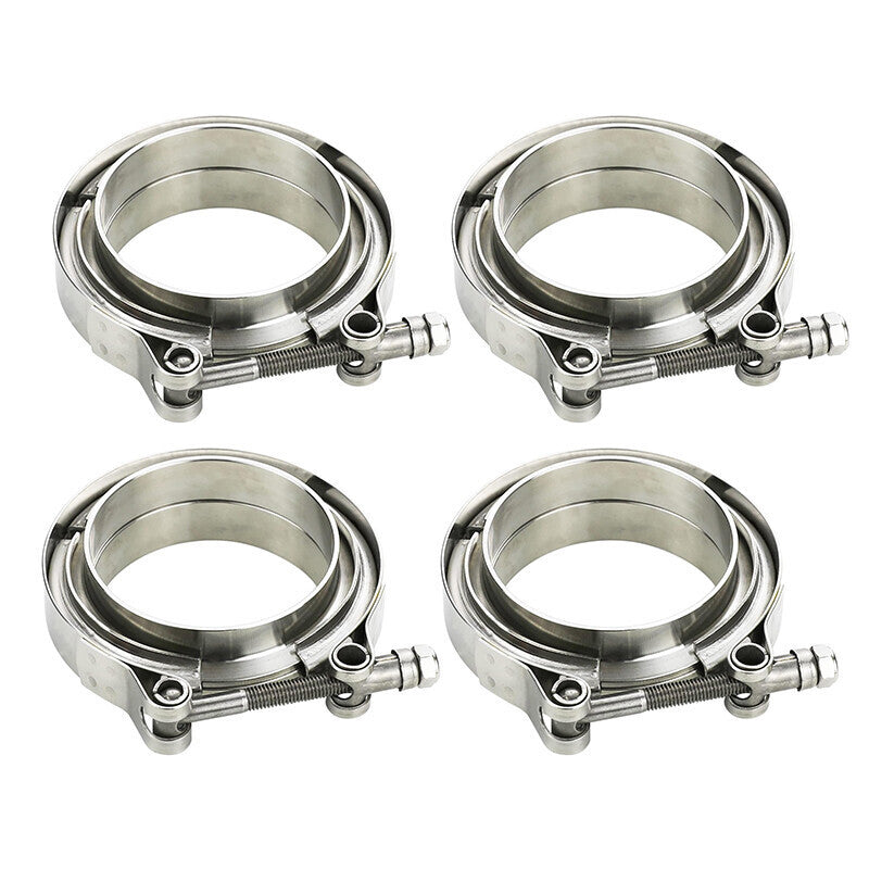 4X 4'' Inch Mild Steel V-Band Clamp Flange Kit Male/Female For Turbo Exhaust