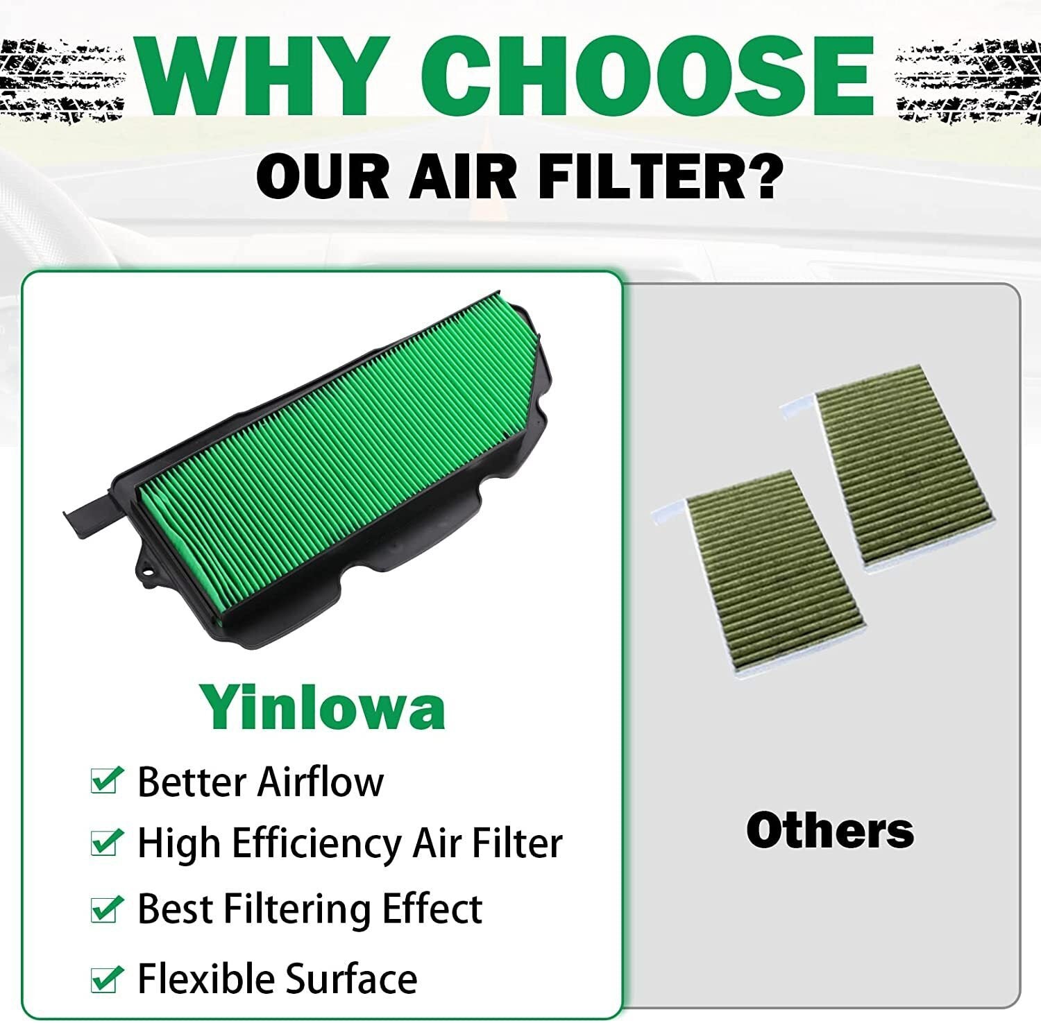 Car Air Filter For Honda Pioneer 1000 1000-5 2016-2021, #17215-HL4-A02