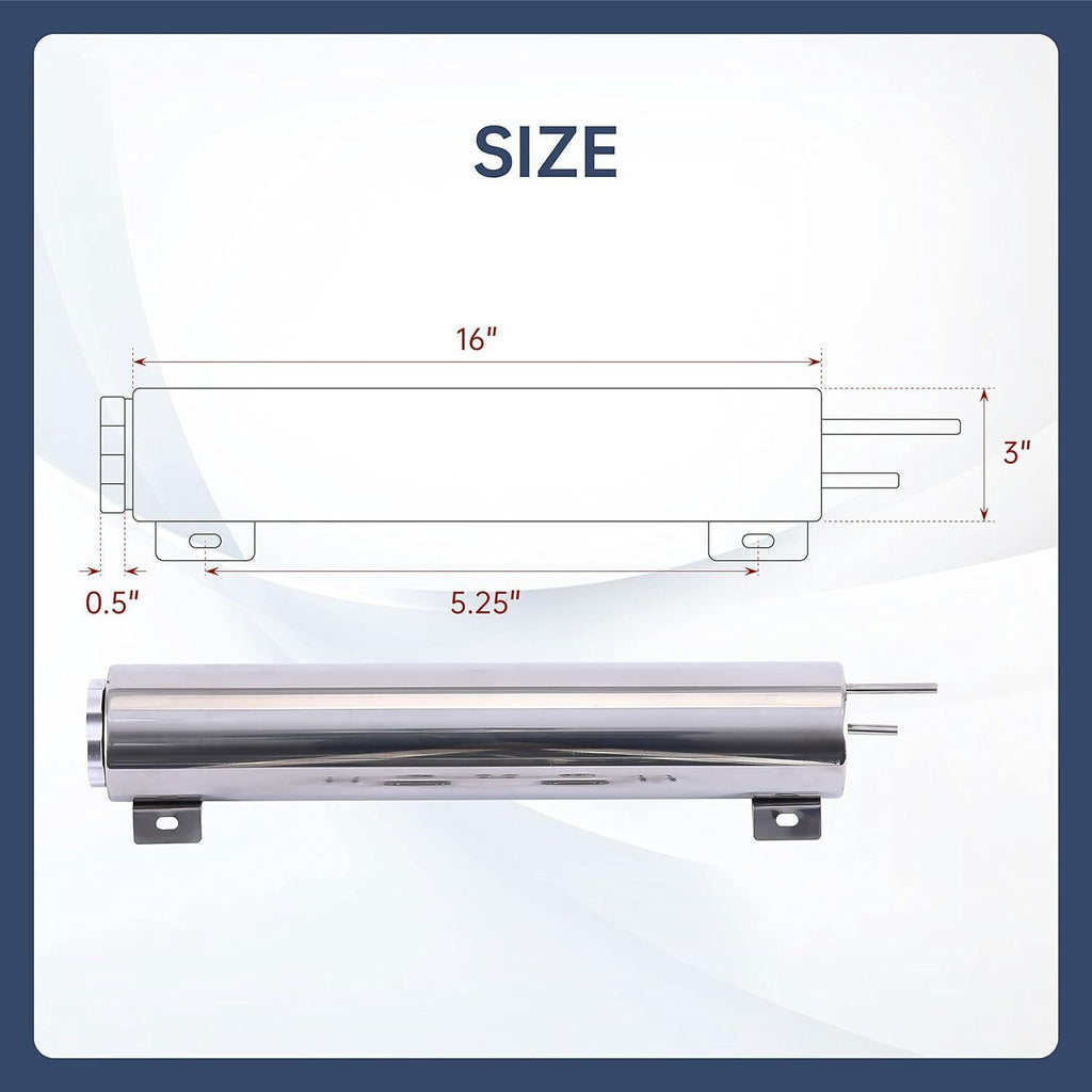 3 X 16 Radiator Coolant Over Flow Tank Can Polished Stainless Steel 50 3'' X 16'