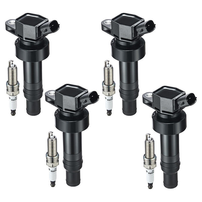 4Pack Ignition Coil UF652 & Iridium Spark Plug For Hyundai Accent Kia Soul 1.6L