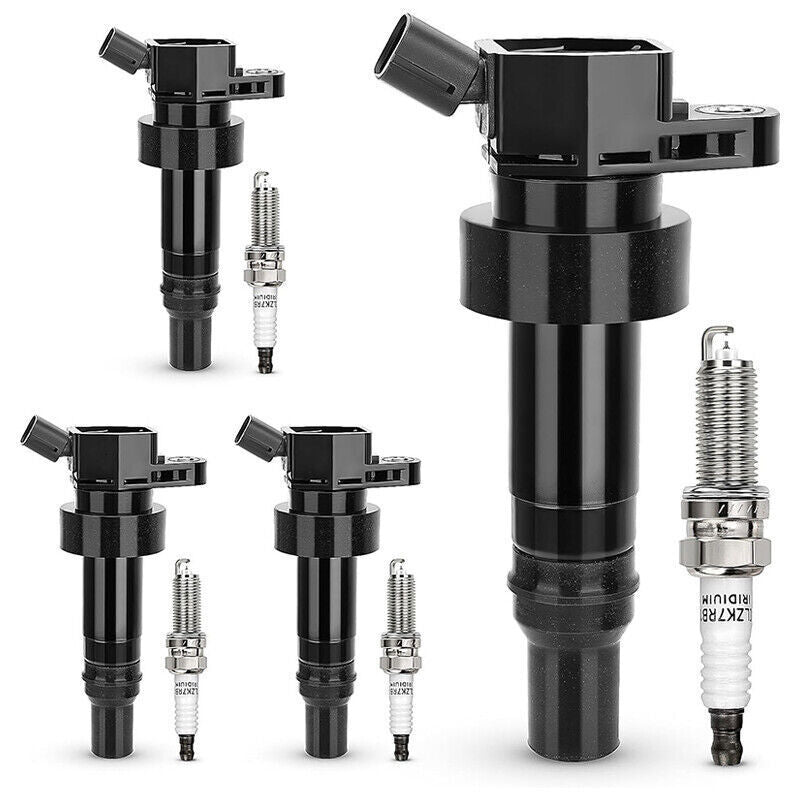 4Pack Ignition Coil UF652 & Iridium Spark Plug For Hyundai Accent Kia Soul 1.6L