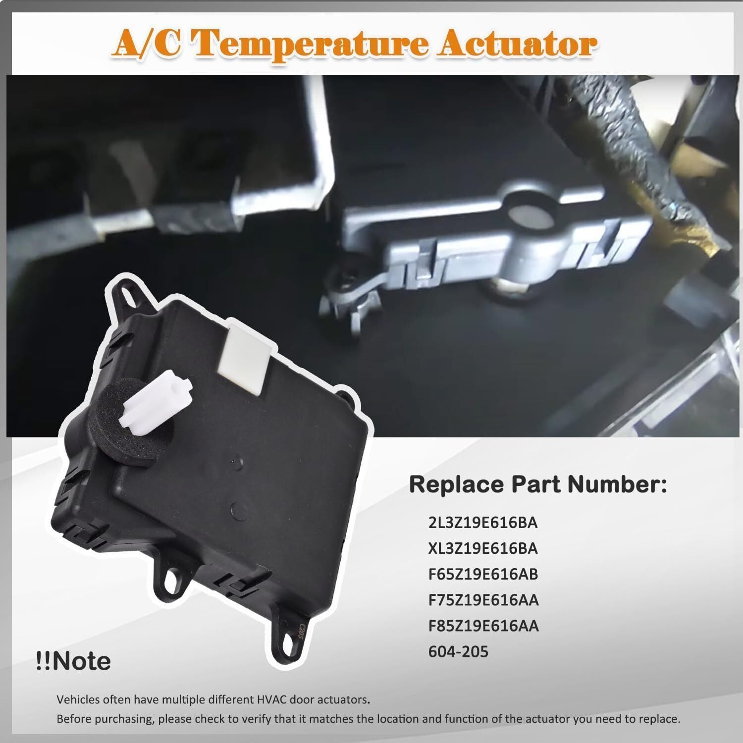 Heater Air Blend Door Actuator for Ford Expedition 97 98 99 00 01 02 604-205