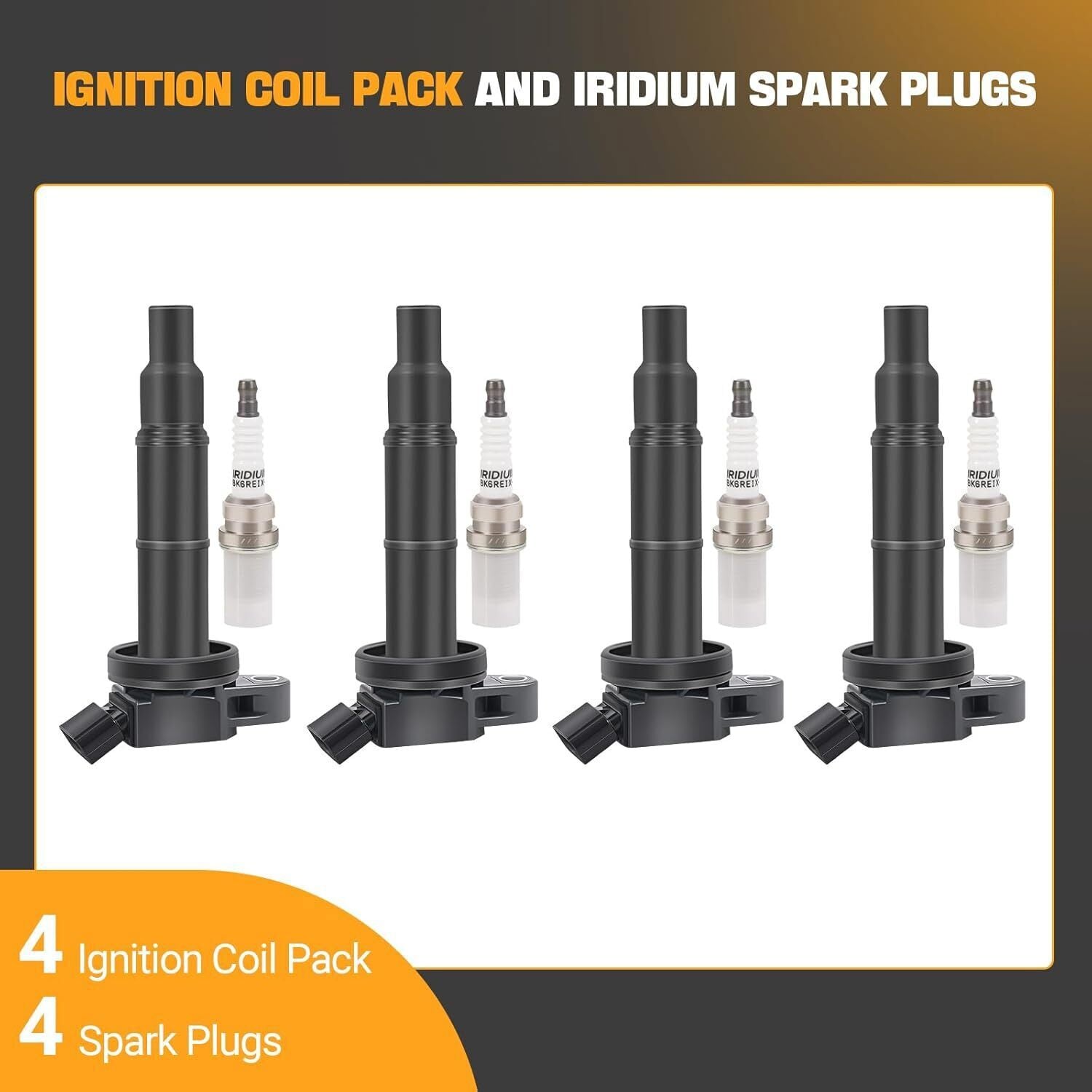 4pcs Ignition Coil & 4pcs Spark Plug for Toyota RAV4 Camry 2.0L 2.4L UF333