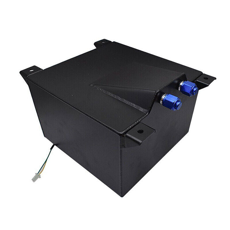 8 GALLON BLACK ALUMINUM FUEL CELL GAS TANK+CAP+LEVEL SENDER+STEEL FUEL LINE KIT