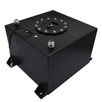 8 GALLON BLACK ALUMINUM FUEL CELL GAS TANK+CAP+LEVEL SENDER+STEEL FUEL LINE KIT