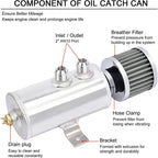 Enigne Aluminum 10AN Oil Catch Can Reservoir Tank W/ Breather Filter Baffled