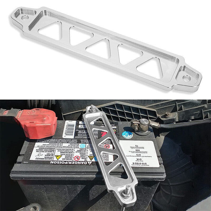 SL Aluminum Car Battery Tie Down Brace Holder Mount Bracket Kit With J-Hooks