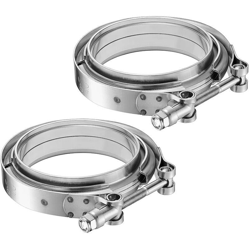 2PC 3.5'' Mild Steel Exhaust V-Band Clamp with Male Female Flanges 3.5 Inch