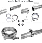 2PC 3.5'' Mild Steel Exhaust V-Band Clamp with Male Female Flanges 3.5 Inch