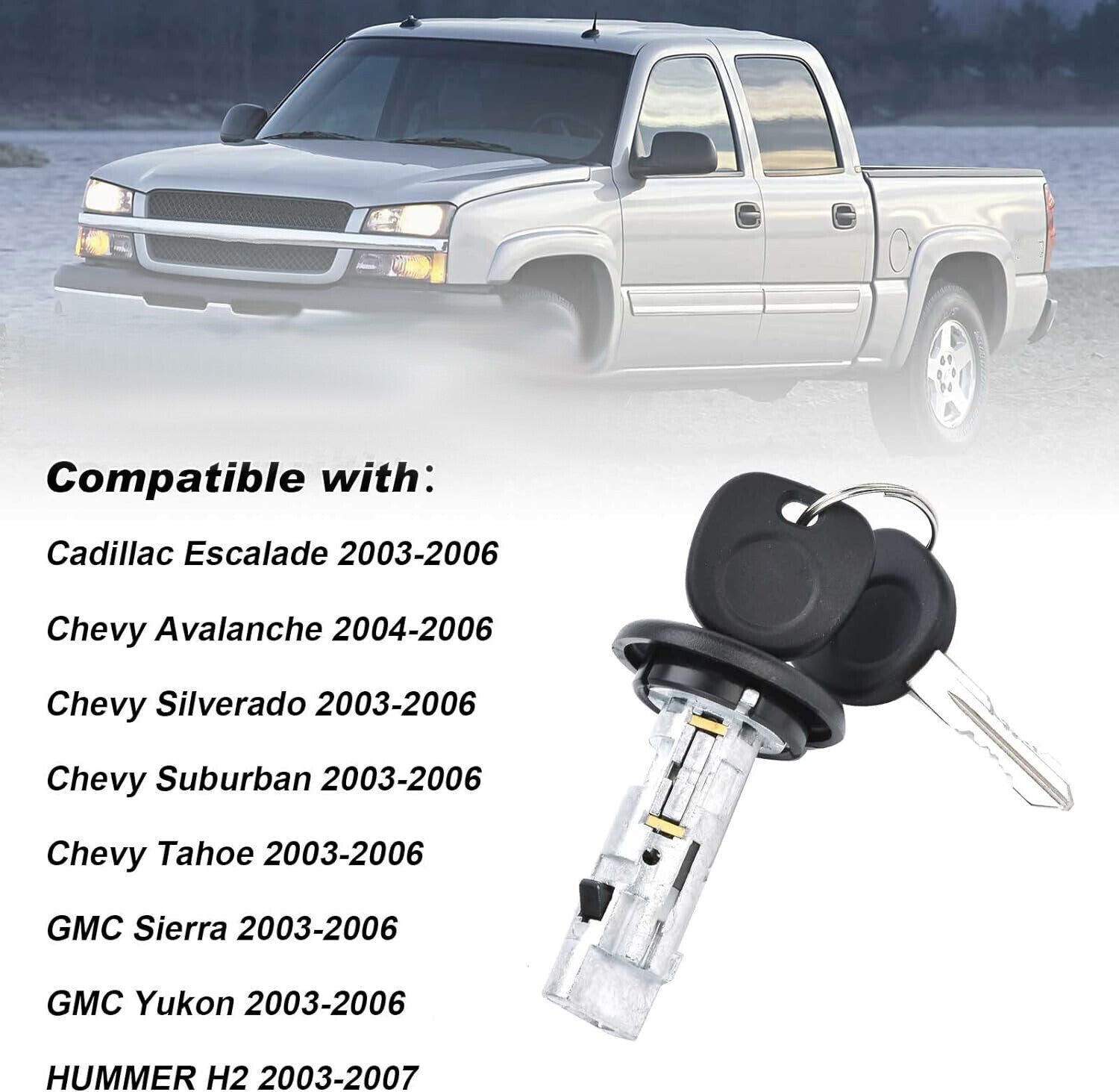 Front Door Ignition Switch Lock Cylinder with Keys For 2001-2006 GM SILVERADO