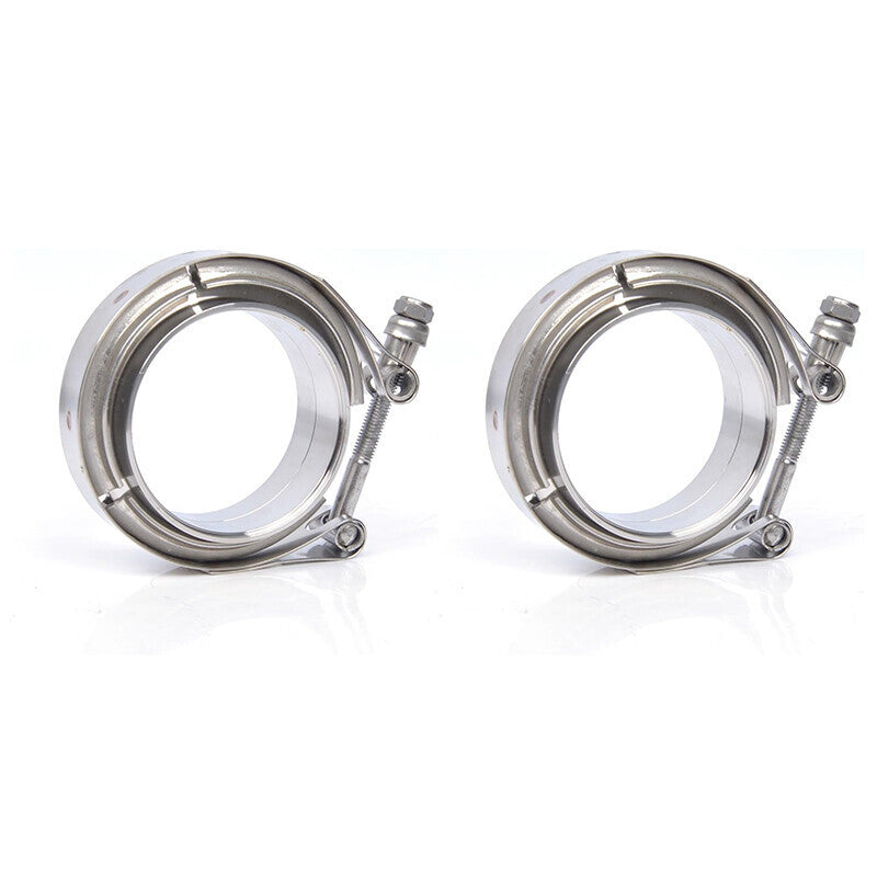 4" Inches V-Band Flange&Clamp Kit Male/Female With Ridge Exhaust Steel 2 Pcs
