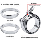 4" Inches V-Band Flange&Clamp Kit Male/Female With Ridge Exhaust Steel 2 Pcs