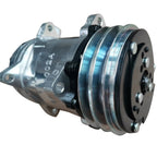 A/C Compressor w/ 2-Groove Pulley for Sanden 508 Style V-Belt Chrome Aluminum