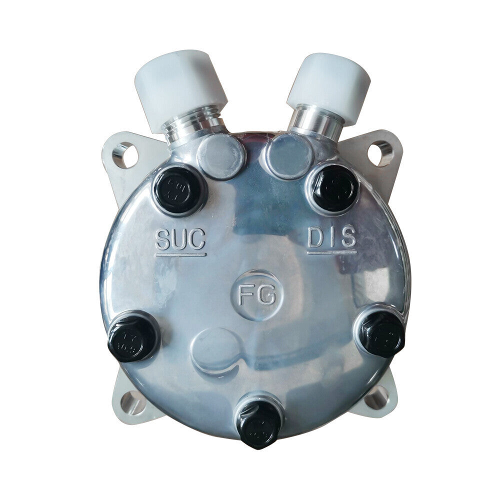 A/C Compressor w/ 2-Groove Pulley for Sanden 508 Style V-Belt Chrome Aluminum