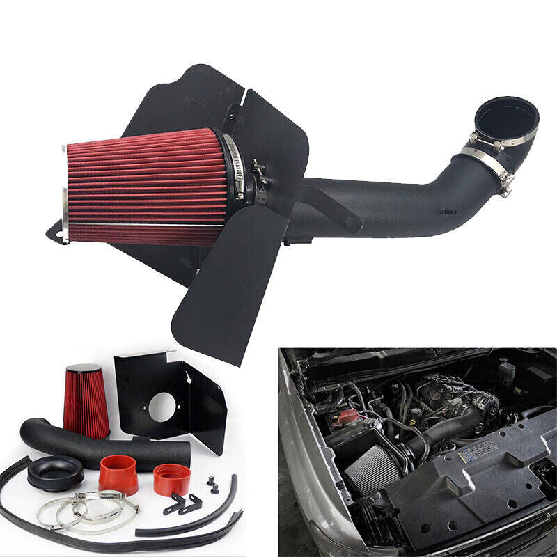 BLACK ALUMINUM COLD AIR INTAKE & HEAT SHIELD FOR 09-14 SILVERADO/YUKON 1500